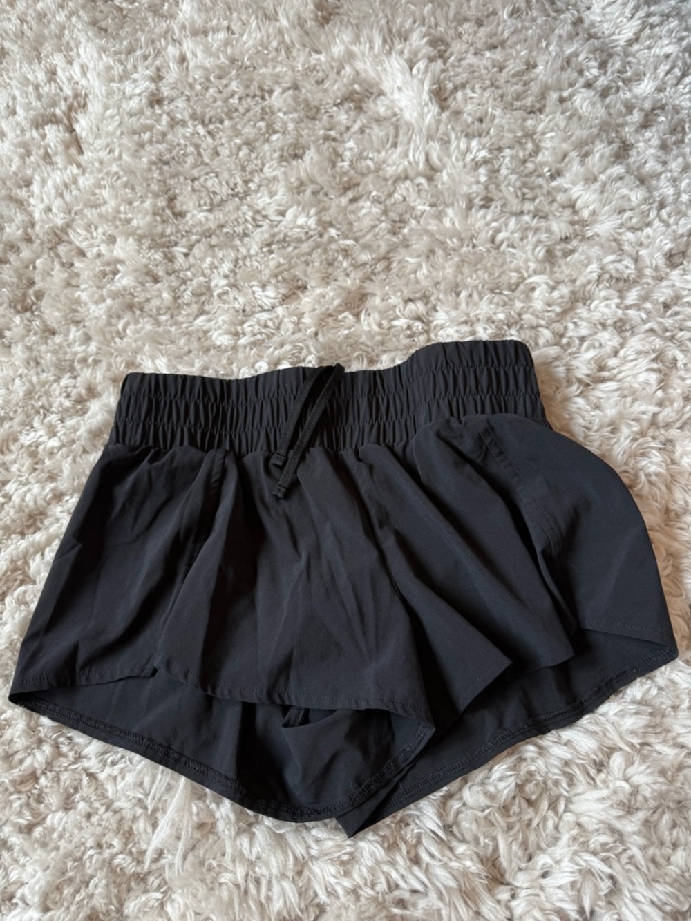 Zella Black Athletic Ruffle-Layer Run Shorts
